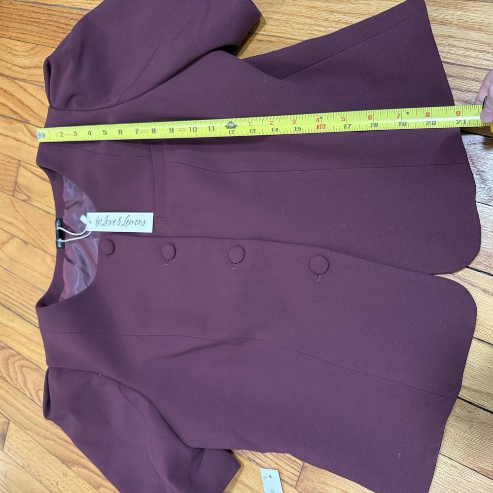 For Love & Lemons NWT Selena Burgundy Short Sleeve Blazer Top‎ Size XL - Picture 10 of 10